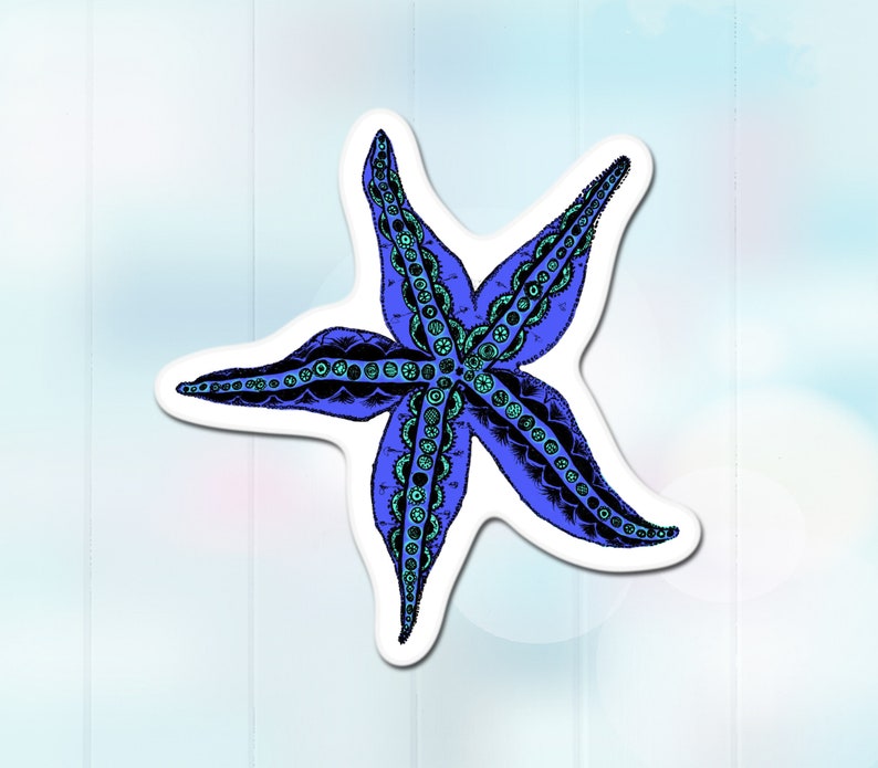 Starfish Sticker, Vinyl Beach Sticker, Sea Life Sticker afbeelding 3