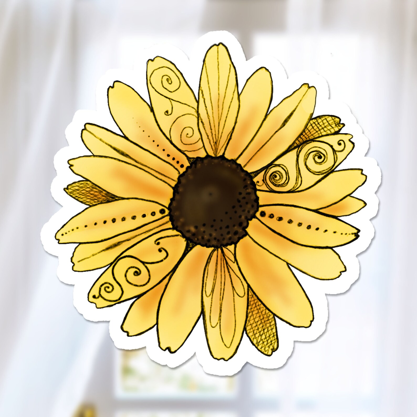 Black-eyed Susan Flower Sticker, Watercolor Wildflower Decal - Etsy