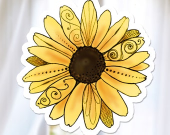 Black-eyed Susan Flower Sticker, Watercolor Wildflower Decal