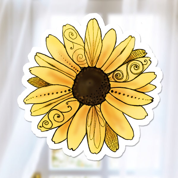 Black-eyed Susan Flower Sticker, Watercolor Wildflower Decal