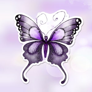 Purple Butterfly Sticker, Nature Decal, Best Friend Gift
