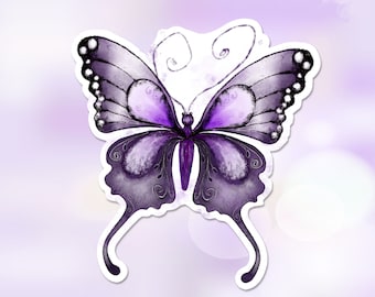 Purple Butterfly Sticker, Nature Decal, Best Friend Gift