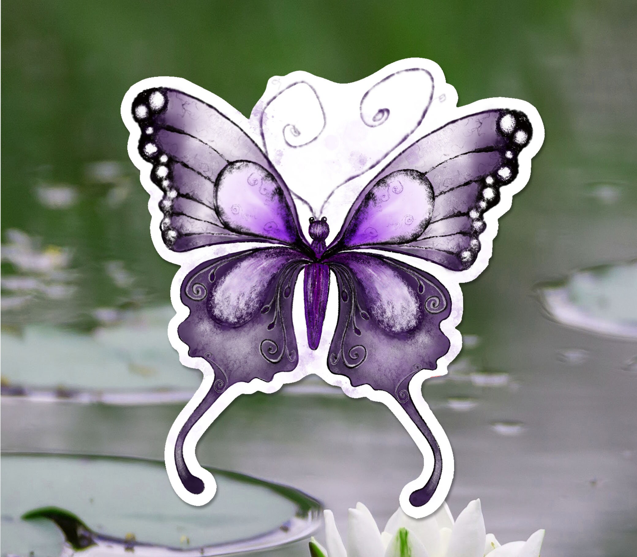 Purple Butterfly Sticker, Nature Decal, Best Friend Gift - Etsy