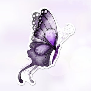 Purple Butterfly in Flight, Nature Sticker, Best Friend Gift
