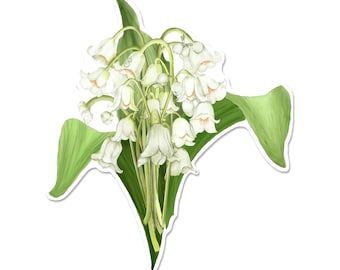 Lily of the Valley Vinyl Sticker – Hand-Drawn May Birth Flower