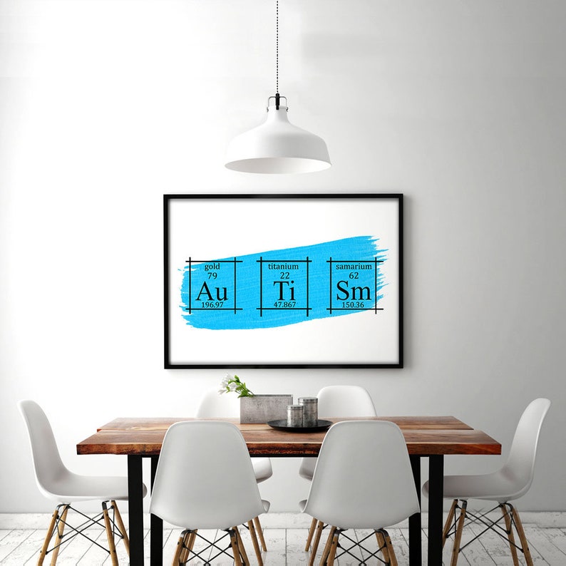 Autism Wall Art Periodic Table Of Elements Art Autism Gift Scientific Home Decor Sesamstrasse Chemie Wall Art P3004