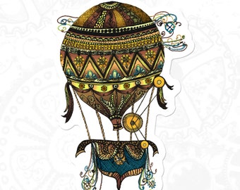Steampunk Hot Air Balloon, Victorian Sticker