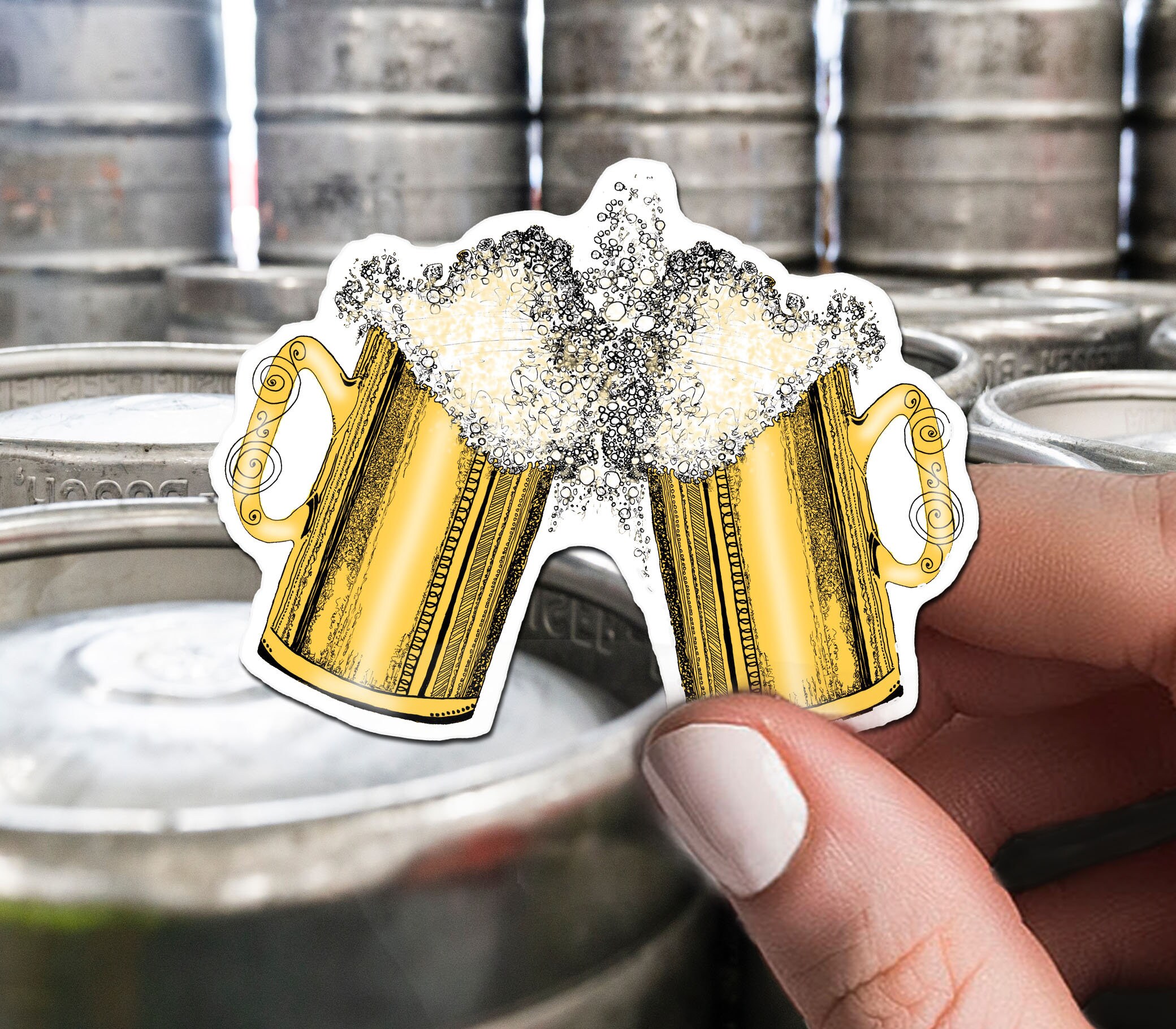 Beer Mugs Sticker Beer Vinyl Sticker Alcohol Decal Cheers Etsy