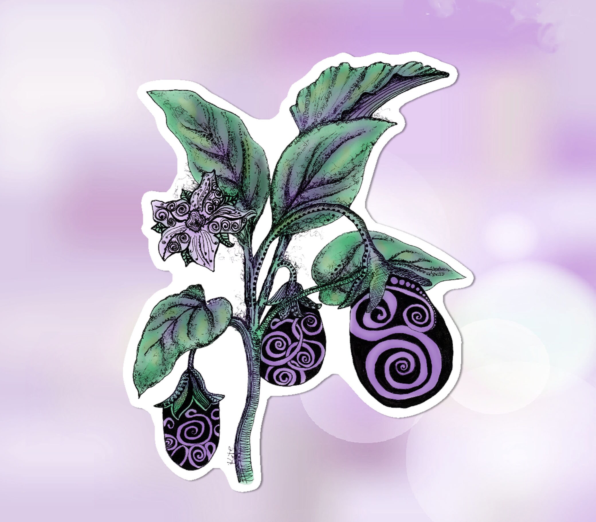 Eggplant Sticker Food Decal Laptop Sticker Vinyl Stickers Etsy UK