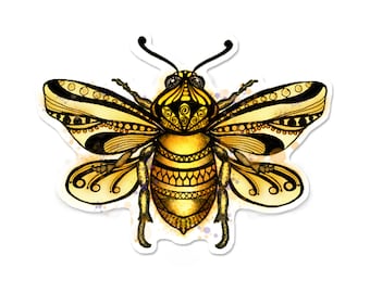 Handcrafted Honey Bee Sticker – Original Art Design