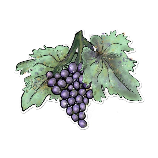 Grapes Sticker, California Wine, Fruit or Food Decal