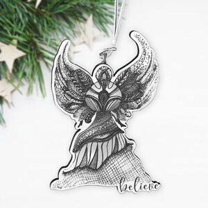 Guardian Angel Ornament hand made sustainably sourced wood