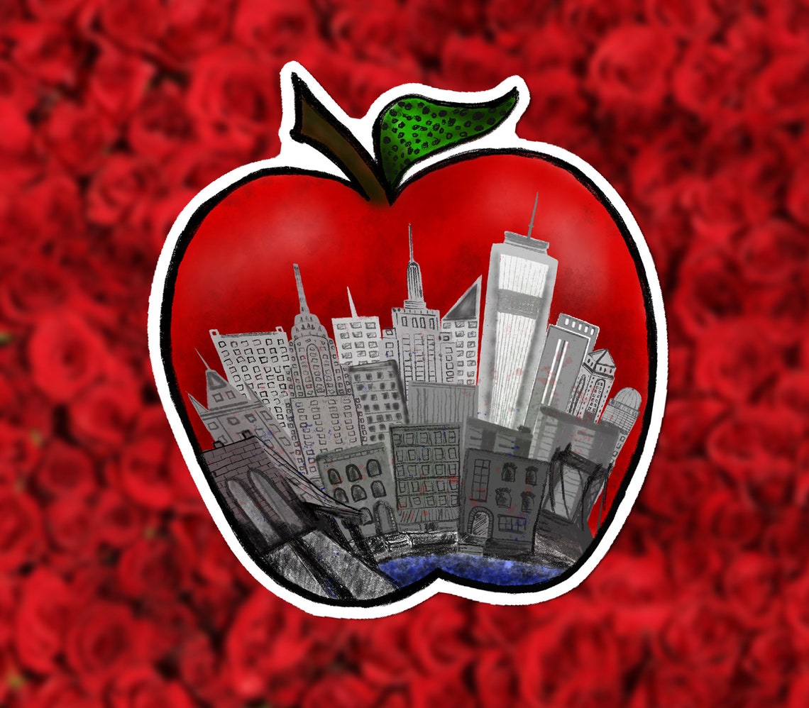 New York as the Big Apple Sticker New York City Nickname Etsy