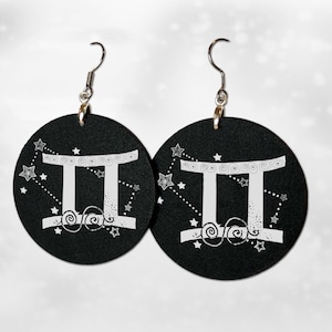 Gemini Zodiac Earrings, Birthday Gift for Her, Wearable Art