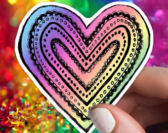 Rainbow Heart, Rainbow Love Sticker, Friend Gift - Etsy