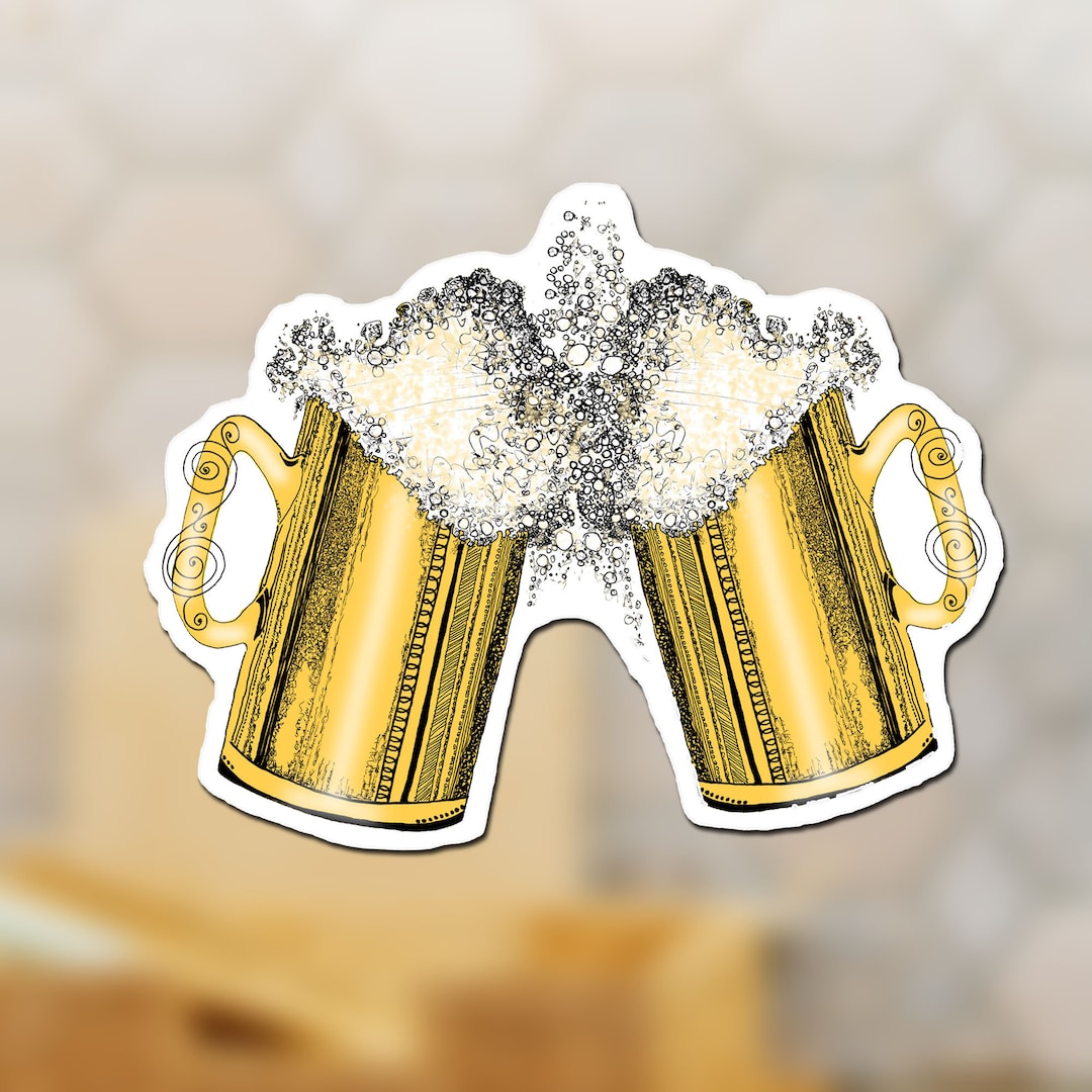 Beer Mugs Sticker Beer Vinyl Sticker Alcohol Decal Cheers Etsy