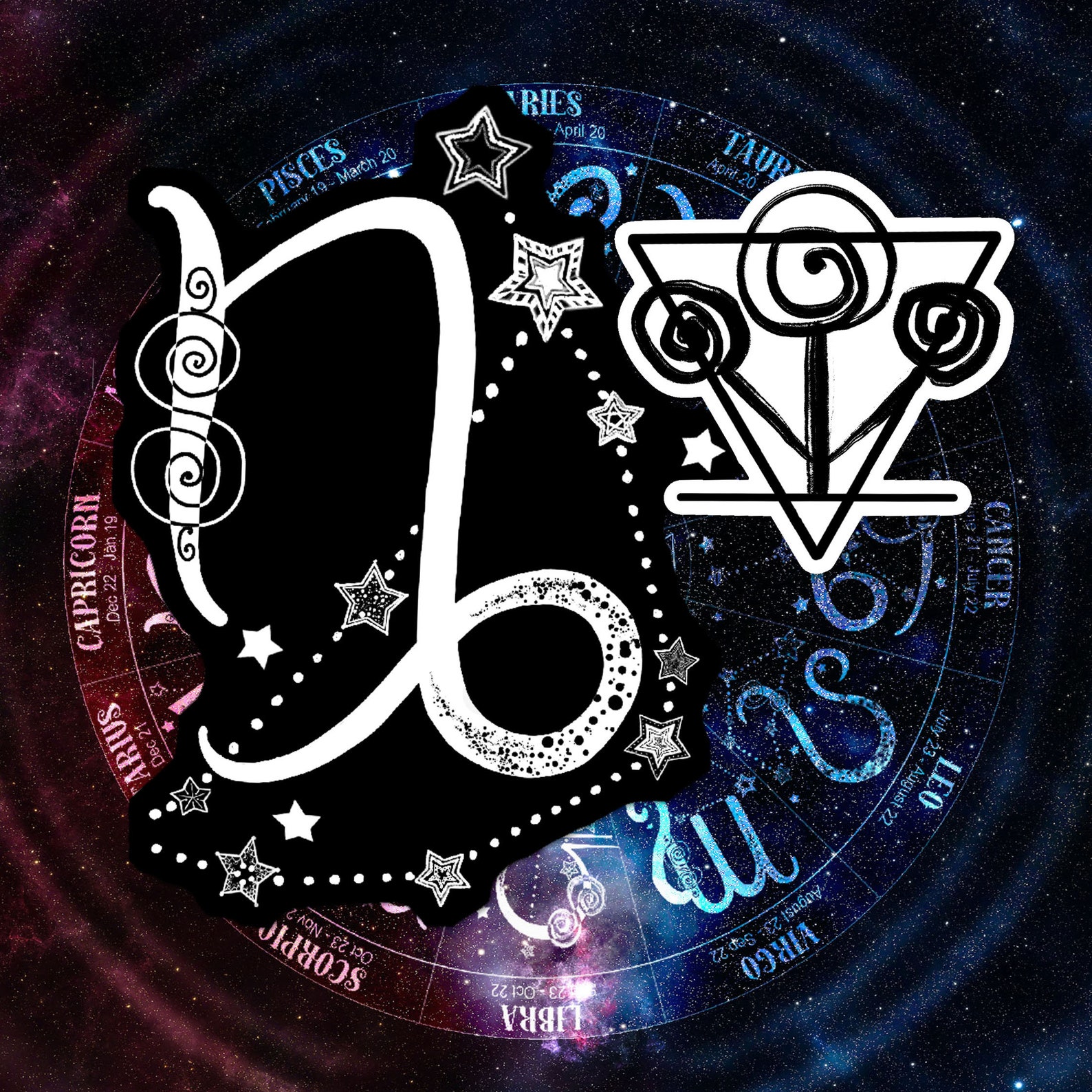 Capricorn Symbol and Earth Element Vinyl Stickers Zodiac - Etsy
