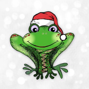 Christmas Frog Sticker, Holiday Gifts and Decor