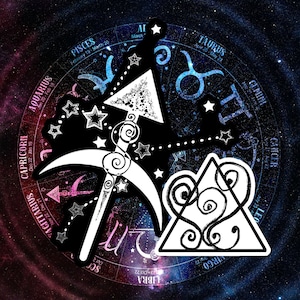 Sagittarius Symbol and Fire Element Vinyl Stickers Zodiac Sticker Planner Sticker