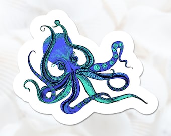 Octopus Vinyl Sticker, Sea Life Sticker, Beach Decal