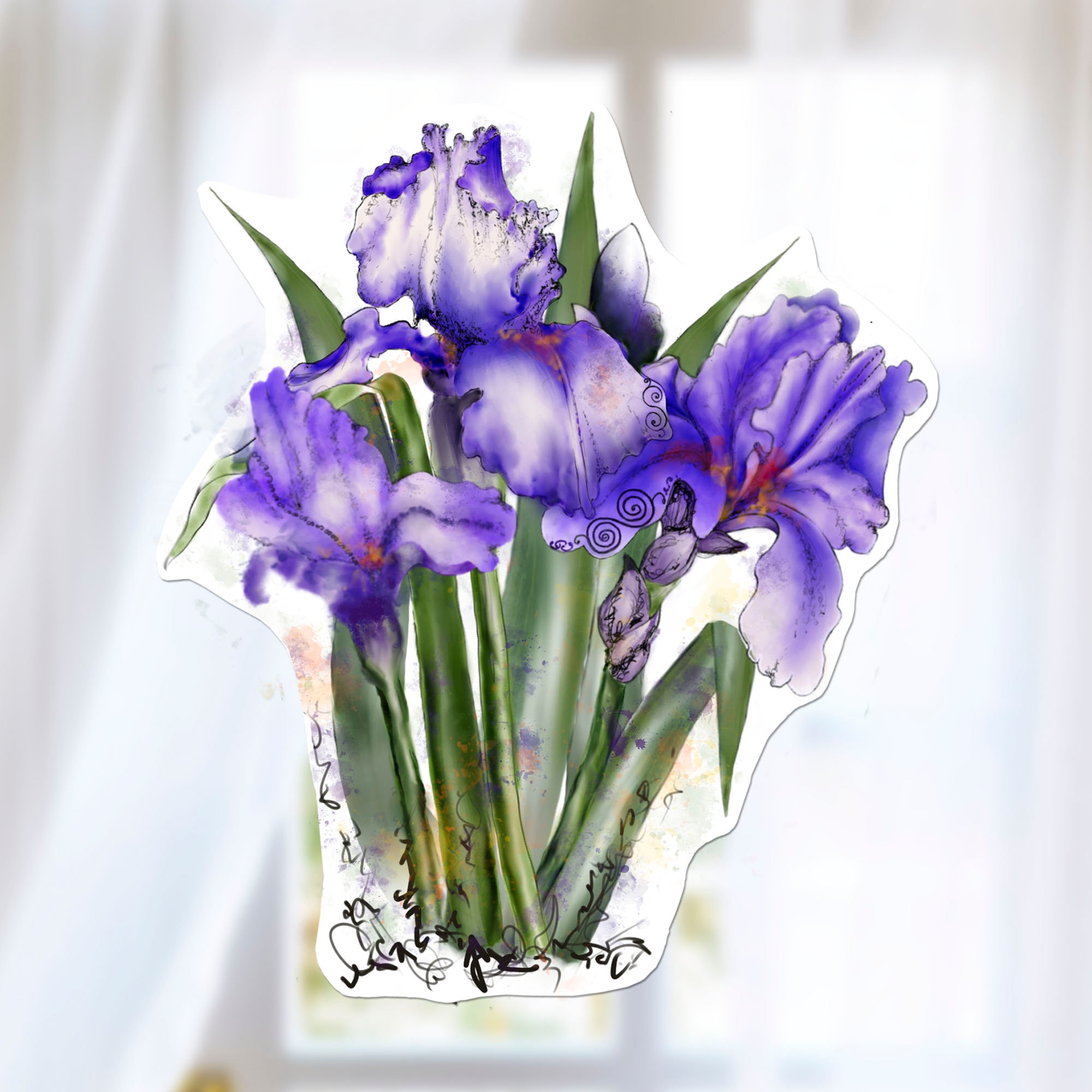 Iris Fleurs Violet Autocollants De Voiture Pour Ordinateur