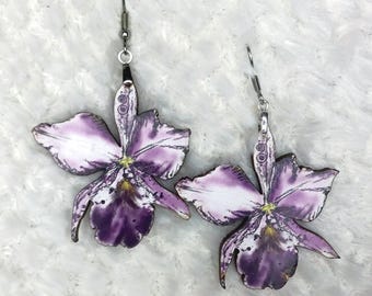 Cattleya Orchid Flower Earrings, Unique Gift for Her