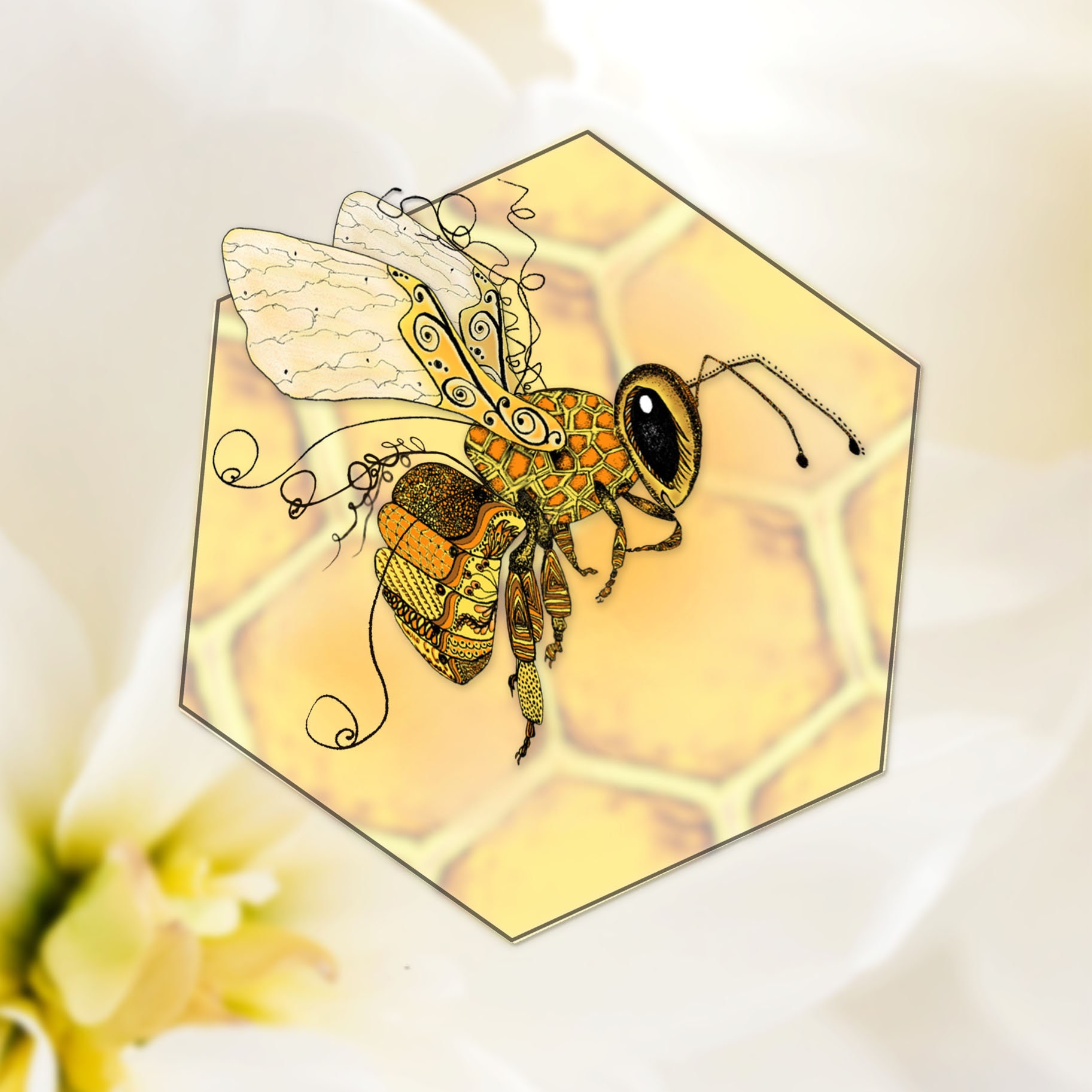 Honeybee Sticker, Honeycomb Beehive, Best Friend Nature Gift