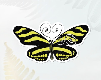 Zebra Longwing Sticker, Hand drawn Florida State Butterfly