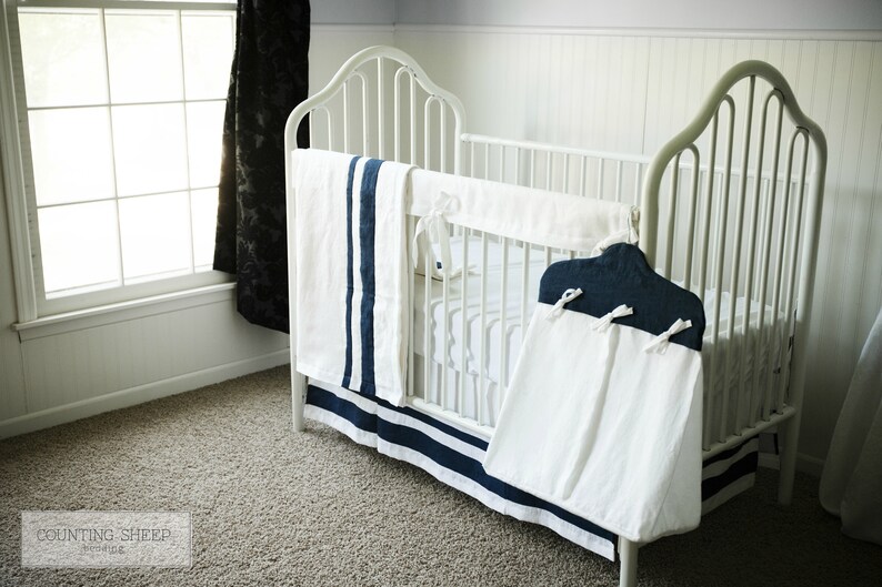 Gender Neutral Linen Baby Bedding-Crib Set and Nursery Decor-Payton Linen Crib Quilt and Baby Blanket