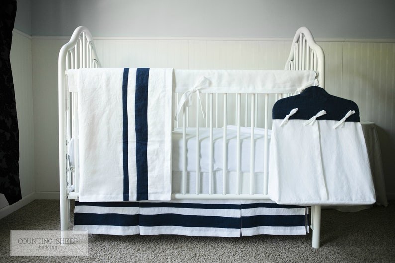 Gender Neutral Linen Baby Bedding-Crib Set and Nursery Decor-Payton Linen Crib Quilt and Baby Blanket