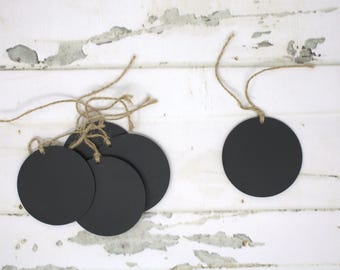 3" round chalkboard basket tags, hanging chalkboard tags, small wooden chalkboard labels, jar tags, reusable tags, gift tags, name tags,