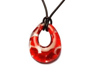 Fused glass pendant red large