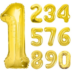 Xl 40 Inch Foil Number Balloons Large Air or Helium Number Balloon 0 - 9 In Gold Jumbo Size with String to Hang Up Will NOT Float PICK THE #