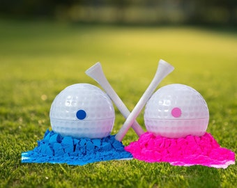 Gender Reveal Golf Ball Set with One Pre-Filled Pink and One Blue Filled Powder Balls Boy or Girl Gender Reveal Party Sports Ball Game NEW