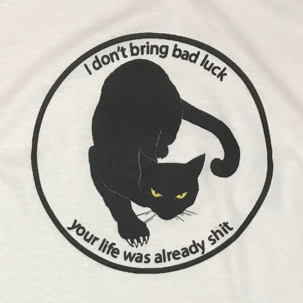 T-shirt blanc rétro vintage drôle de chat noir toutes les tailles