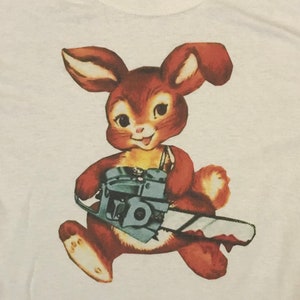 Chainsaw Bunny Funny Freaky white t-shirt any size