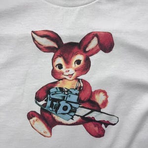 Chainsaw Bunny cute weird funny t-shirt