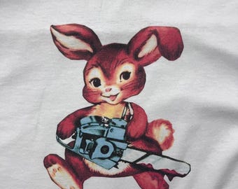 Chainsaw Bunny cute weird funny t-shirt