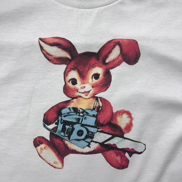 Chainsaw Bunny cute weird funny t-shirt
