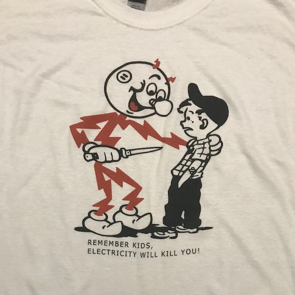 Don't fuck with Mr. Electricity Funny T-shirt blanc rétro vintage toutes tailles