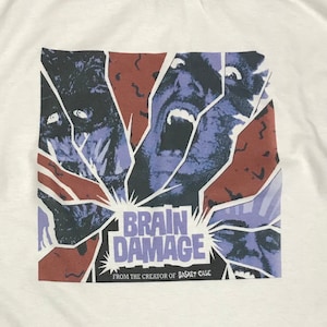 Maglietta bianca retrò horror Brain Damage di qualsiasi taglia