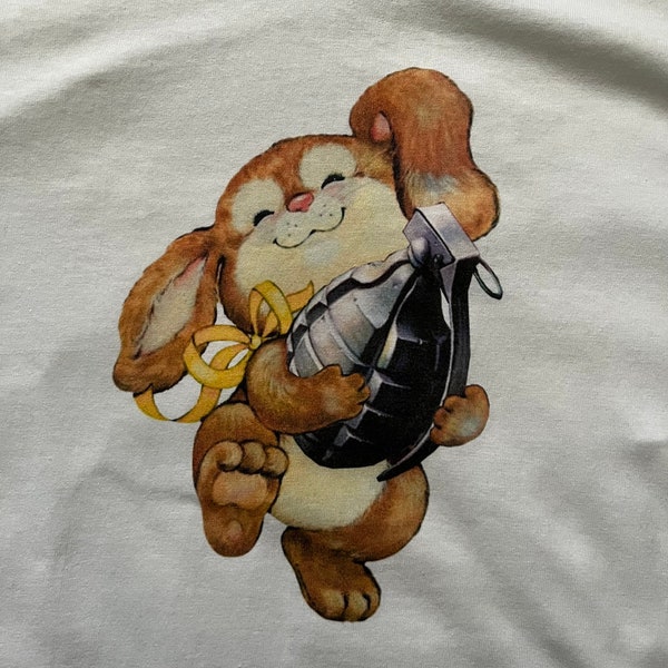 Grenade Bunny Retro vintage weird white t-shirt any size