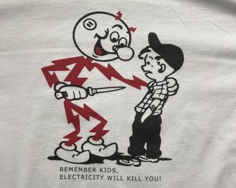 Camiseta retro vintage divertida con temática de electricidad