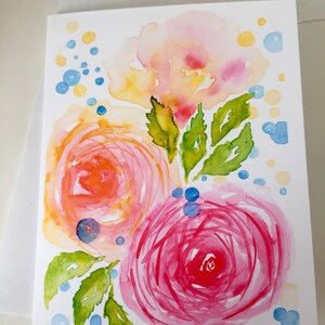 Carte de voeux lunatique de fleurs aquarelles en vrac. Célébration du printemps ! image 1