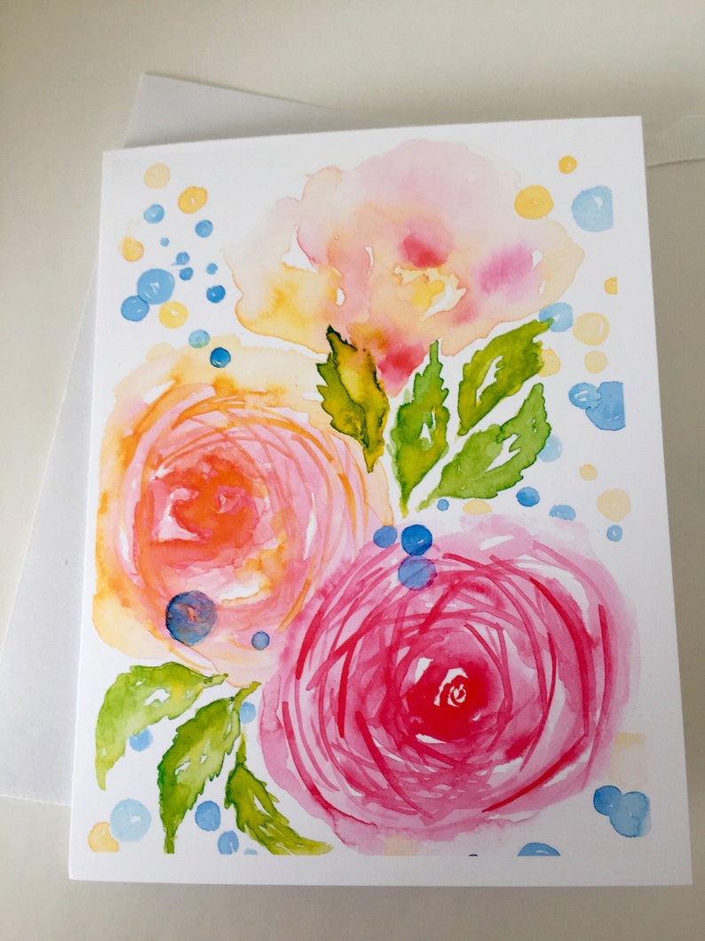 Carte de voeux lunatique de fleurs aquarelles en vrac. Célébration du printemps ! image 1