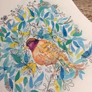 Carte de voeux d'oiseau doux dans la forêt lunatique image 3