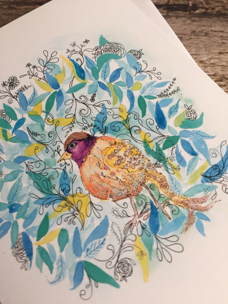 Carte de voeux d'oiseau doux dans la forêt lunatique image 3