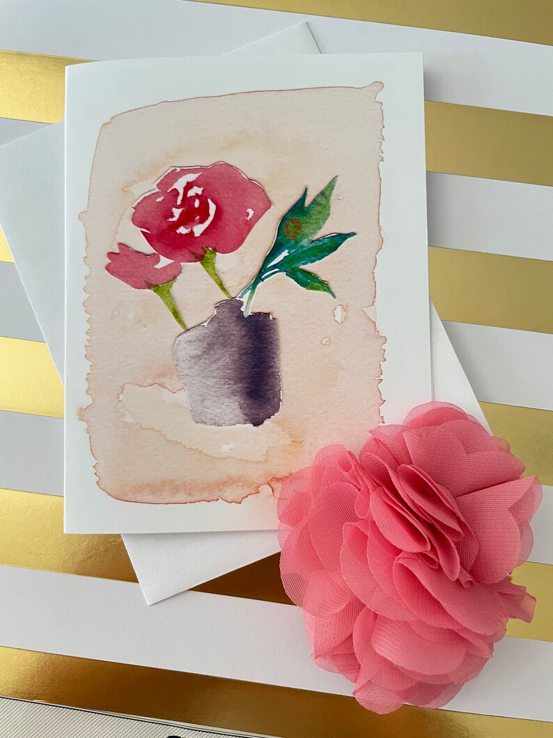 Carte vierge d'impression aquarelle de voeux. Fleurs en pot image 1