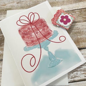 Carte de voeux imprimée à l'aquarelle. La meilleure façon de célébrer un anniversaire avec un gâteau image 2