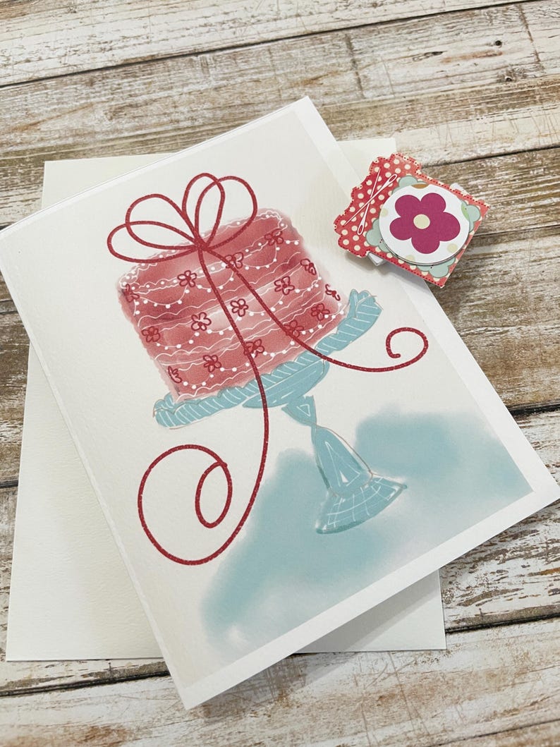 Carte de voeux imprimée à l'aquarelle. La meilleure façon de célébrer un anniversaire avec un gâteau image 2